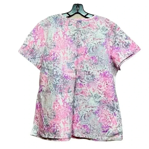 Scrubstar Women's V-Neck Scrub Top XL Pink Snake Print Short Sleeve - Picture 2 of 3